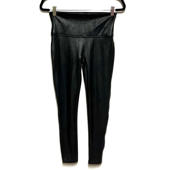 NWOT Spanx Black Faux Leather Shapewear Leggings Sz L - Picture 7 of 9
